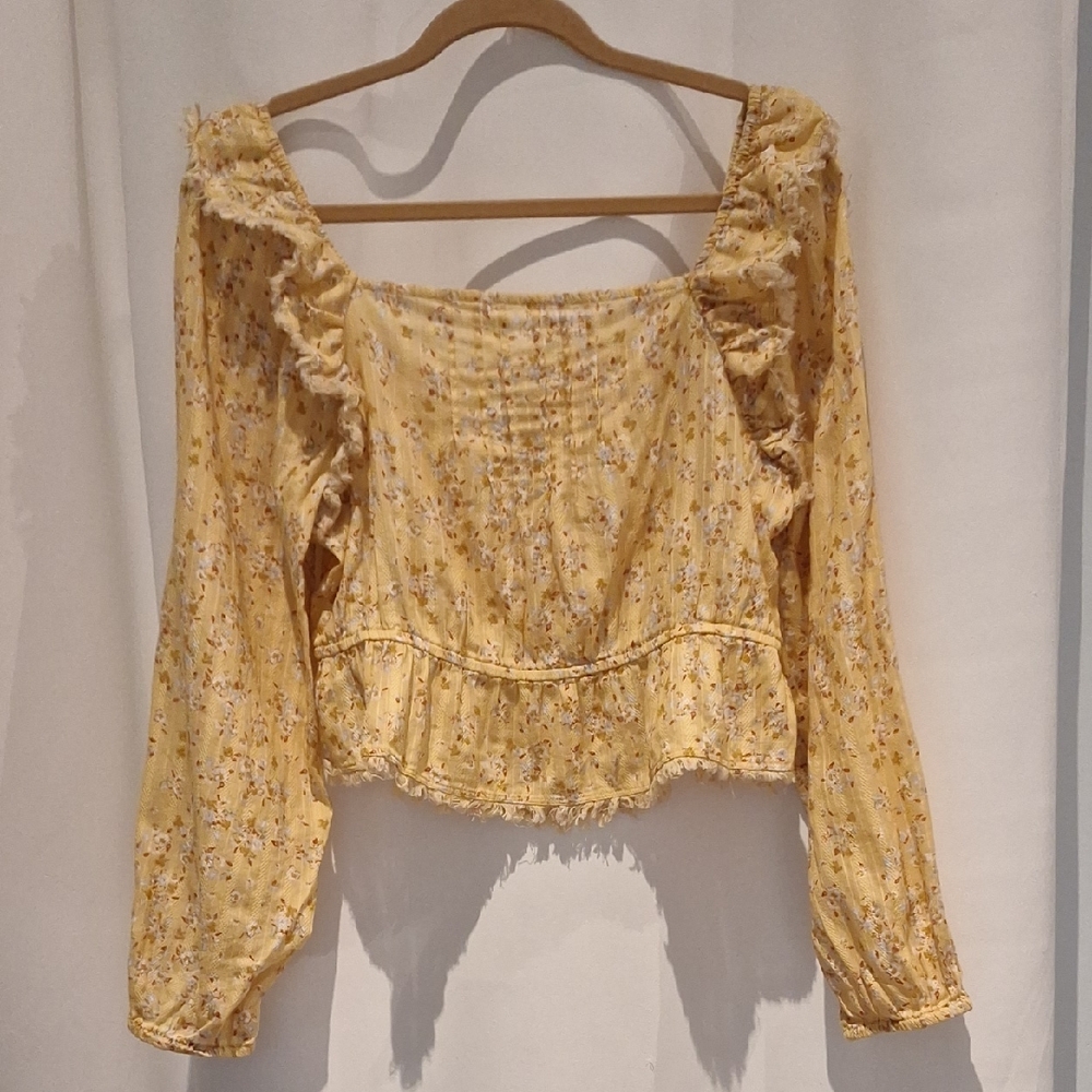 Floral Yellow Prairie Peasant Women's Top